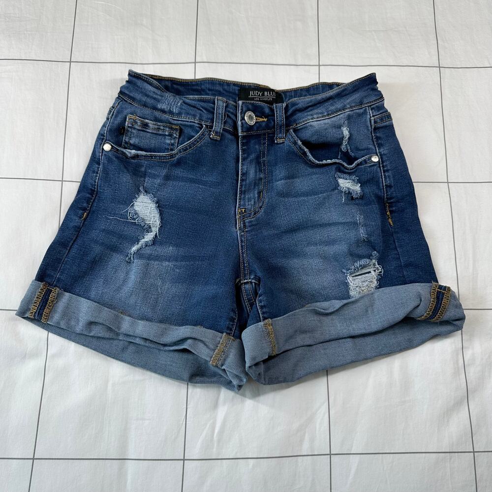 Judy Blue Shorts Womens Small Distressed Cut Off Cuffed Stretch Denim Casual